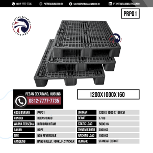Pallet Plastik Bekas & Baru Ukuran 1200x1000x160 mm - PRP01 - Hitam