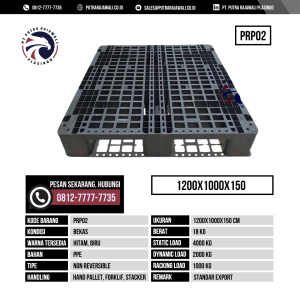 Pallet Plastik Bekas & Baru Ukuran 1200x1000x150 mm - PRP02 - Hitam