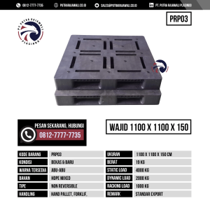Pallet Plastik Bekas & Baru Ukuran 1100x1100x150 mm - PRP03 - Abu-Abu