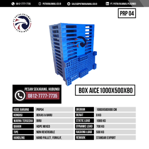 Pallet Plastik Bekas & Baru Ukuran 1100x500x80 mm - PRP04 - Abu-Abu