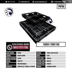 Pallet Plastik Bekas & Baru Ukuran 1300x1100x150 mm - PRP06 - Hitam