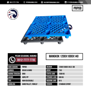 Pallet Plastik Bekas & Baru Ukuran 1200x1000x140 mm - PRP08 - Biru