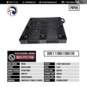 Pallet Plastik Bekas & Baru Ukuran 1100x1100x120 mm - PRP09 - Hitam