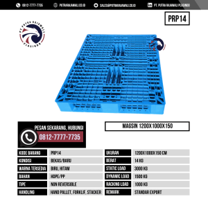 Pallet Plastik Bekas & Baru Ukuran 1200x1000x150 mm - PRP14 - Biru