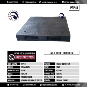 Pallet Plastik Bekas & Baru Ukuran 1100x1100x120 mm - PRP18 - Hitam