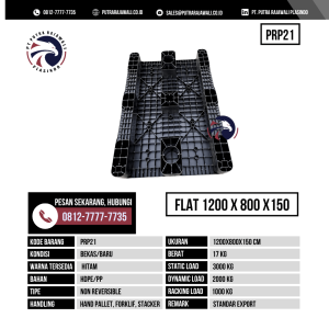 Pallet Plastik Bekas & Baru Ukuran 1200x800x150 mm - PRP21 - Hitam