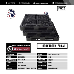 Pallet Plastik Bekas & Baru Ukuran 1000x1000x120 mm - PRP22 - Hitam