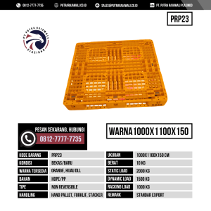 Pallet Plastik Bekas & Baru Ukuran 1000x1100x150 mm - PRP23 - Orange