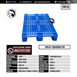 Pallet Plastik Bekas & Baru Ukuran 1200x800x150 mm - PRP26 - Biru