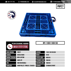 Pallet Plastik Bekas & Baru Ukuran 1100x1100x150 mm - PRP27 - Biru