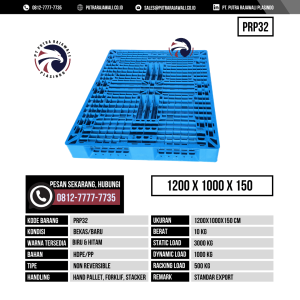 Pallet Plastik Bekas & Baru Ukuran 1200x1000x150 mm - PRP32 - Biru