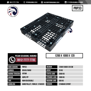 Pallet Plastik Bekas & Baru Ukuran 1200x1000x120 mm - PRP33 - Hitam