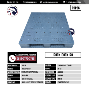 Pallet Plastik Bekas & Baru Ukuran 1200x1000x170 mm - PRP36 - Hijau