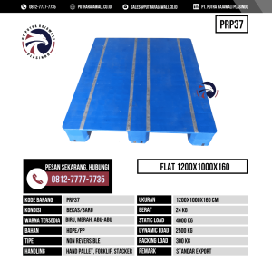 Pallet Plastik Bekas & Baru Ukuran 1200x1000x160 mm - PRP37 - Biru