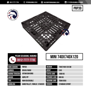Pallet Plastik Bekas & Baru Ukuran 740x740x120 mm - PRP39 - Hitam