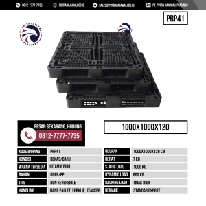 Pallet Plastik Bekas & Baru Ukuran 1000x1000x120 mm - PRP41 - Hitam