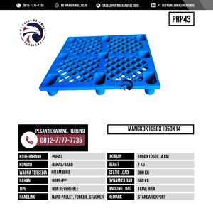 Pallet Plastik Bekas & Baru Ukuran 1050x1050x140 mm - PRP43 - Biru