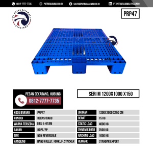Pallet Plastik Bekas & Baru Ukuran 1200x1000x150 mm - PRP47 - Biru
