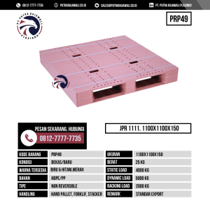 Pallet Plastik Bekas & Baru Ukuran 1100x1100x150 mm - PRP49 - Merah