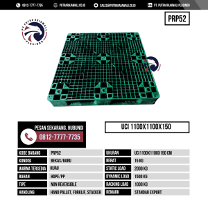 Pallet Plastik Bekas & Baru Ukuran 1100x1100x150 mm - PRP52 - Hitam