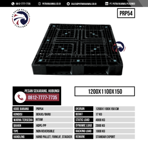 Pallet Plastik Bekas & Baru Ukuran 1200x1100x150 mm - PRP54 - Abu-Abu