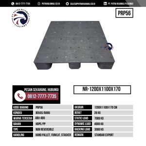 Pallet Plastik Bekas & Baru Ukuran 1200x1100x170 mm - PRP56 - Abu-Abu