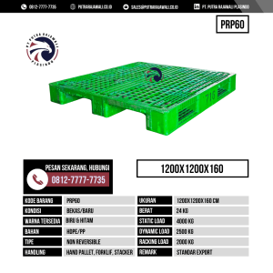 Pallet Plastik Bekas & Baru Ukuran 1200x1200x160 mm - PRP60 - Hijau