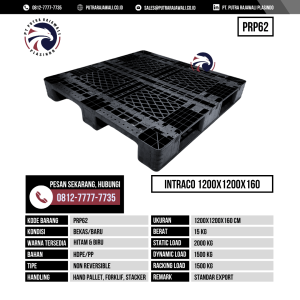 Pallet Plastik Bekas & Baru Ukuran 1200x1200x160 mm - PRP62 - Hitam