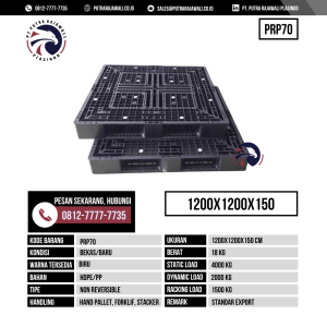 Pallet Plastik Bekas & Baru Ukuran 1200x1200x150 mm - PRP70 - Hitam
