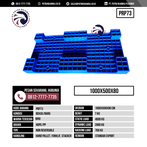 Pallet Plastik Bekas & Baru Ukuran 1000x500x80 mm - PRP73 - Biru