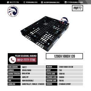 Pallet Plastik Bekas & Baru Ukuran 1200x1000x120 mm - PRP77 - Hitam