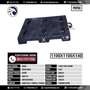 Pallet Plastik Bekas & Baru Ukuran 1100x1100x140 mm - PRP80 - Hitam