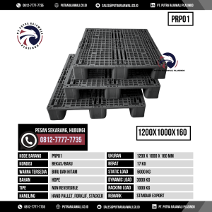Pallet Plastik Bekas & Baru Ukuran 1200x1000x160 mm - PRP01 - Hitam