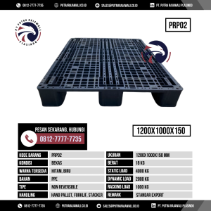 Pallet Plastik Bekas & Baru Ukuran 1200x1000x150 mm - PRP02 - Hitam