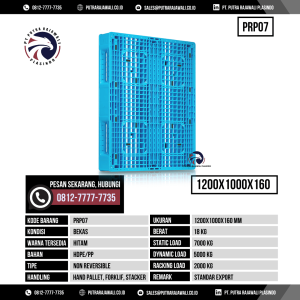 Pallet Plastik Bekas & Baru Ukuran 1200x1000x160 mm - PRP07 - Biru