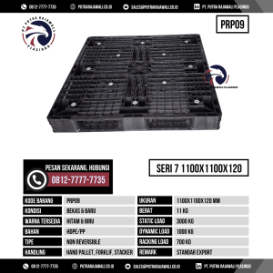 Pallet Plastik Bekas & Baru Ukuran 1100x1100x120 mm - PRP09 - Hitam