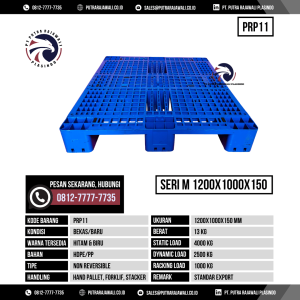 Pallet Plastik Bekas & Baru Ukuran 1200x1000x150 mm - PRP11 - Biru