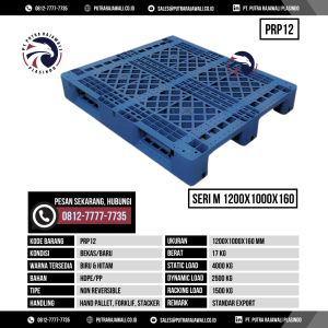 Pallet Plastik Bekas & Baru Ukuran 1200x1000x160 mm - PRP12 - Biru
