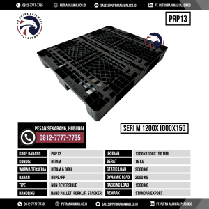 Pallet Plastik Bekas & Baru Ukuran 1200x1000x150 mm - PRP13 - Hitam
