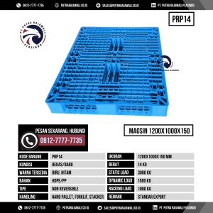 Pallet Plastik Bekas & Baru Ukuran 1200x1000x150 mm - PRP14 - Biru
