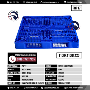Pallet Plastik Bekas & Baru Ukuran 1100x1100x120 mm - PRP17 - Biru