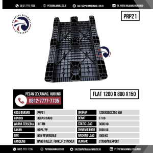Pallet Plastik Bekas & Baru Ukuran 1200x800x150 mm - PRP21 - Hitam