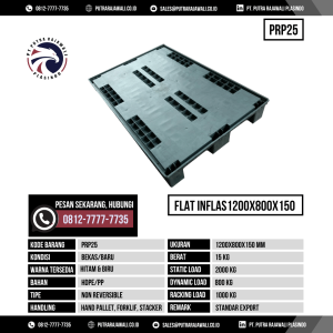 Pallet Plastik Bekas & Baru Ukuran 1200x800x150 mm - PRP25 - Hitam
