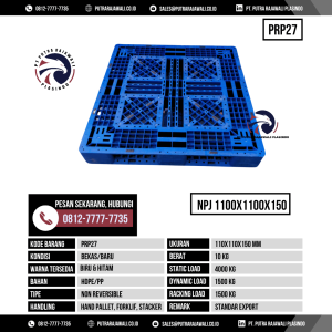 Pallet Plastik Bekas & Baru Ukuran 1100x1100x150 mm - PRP27 - Biru