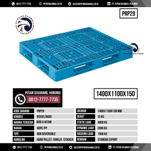 Pallet Plastik Bekas & Baru Ukuran 1400x1100x150 mm - PRP29 - Biru
