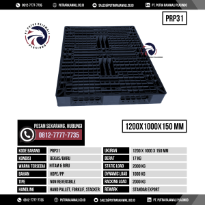 Pallet Plastik Bekas & Baru Ukuran 1200x1000x150 mm - PRP31 - Hitam