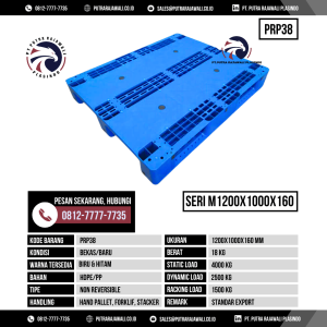 Pallet Plastik Bekas & Baru Ukuran 1200x1000x160 mm - PRP38 - Biru