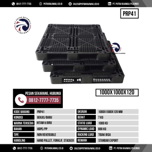Pallet Plastik Bekas & Baru Ukuran 1000x1000x120 mm - PRP41 - Hitam