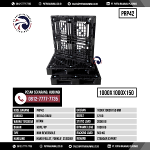 Pallet Plastik Bekas & Baru Ukuran 1000x1000x150 mm - PRP42 - Hitam