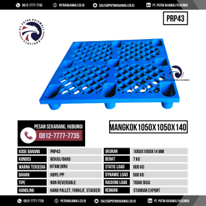 Pallet Plastik Bekas & Baru Ukuran 1050x1050x140 mm - PRP43 - Biru